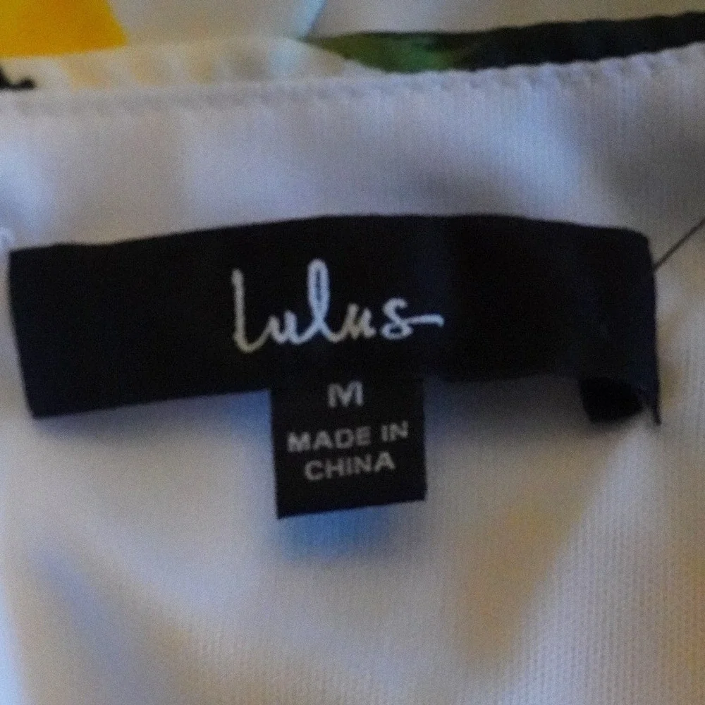 NWT, Lulus, Afternoon Air Yellow Lemon Print High-Low Ruffle Midi Dress Size M‎